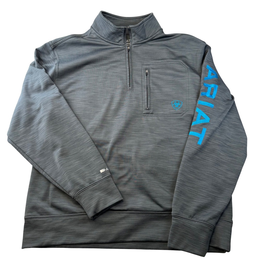 Ariat Mens AriatTEK Cold Series Quarter Zip‎ Fleece Pullover Gray Blue Size M